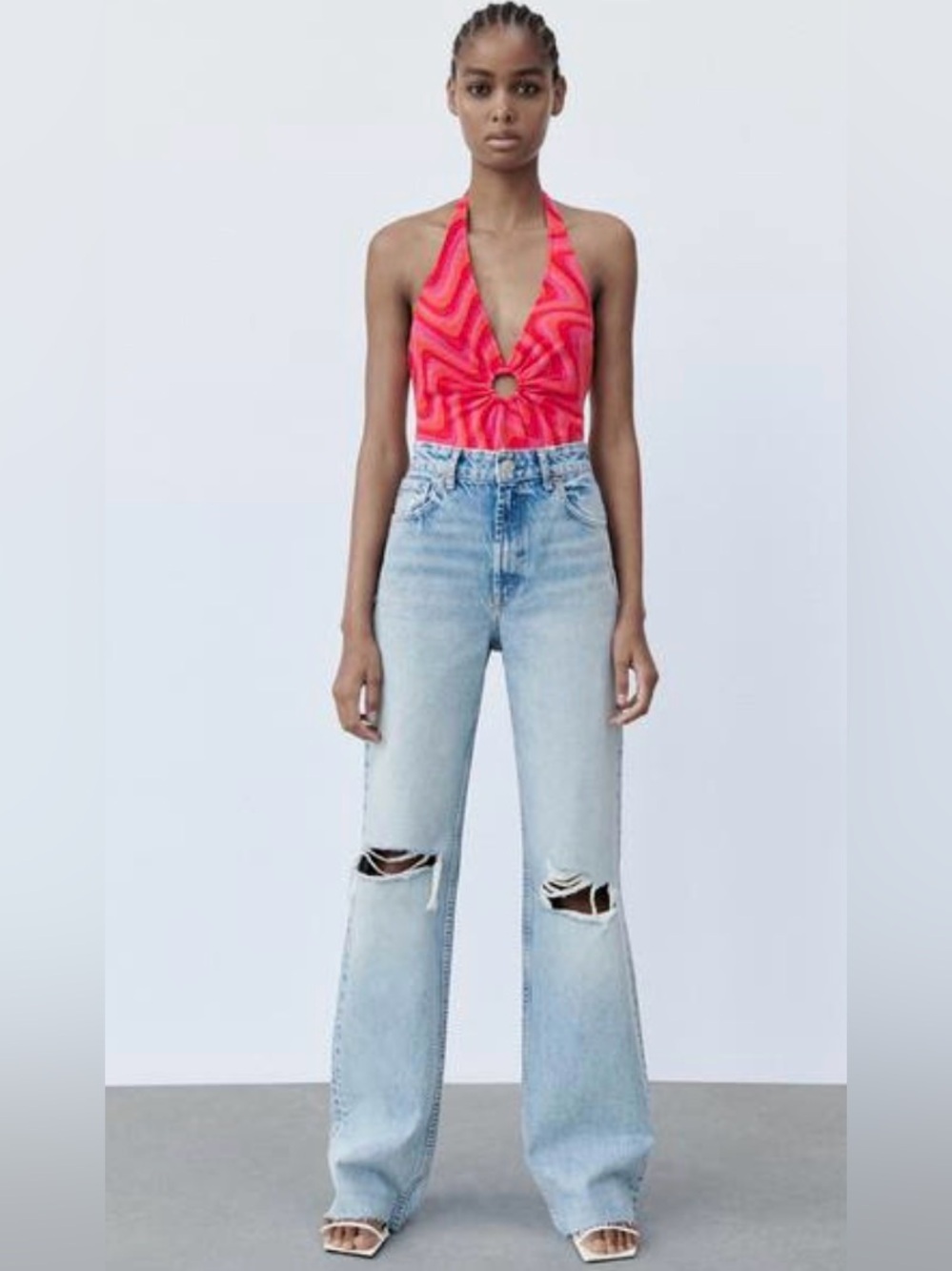 NWT ZARA Cutout Jacquard Bodysuit